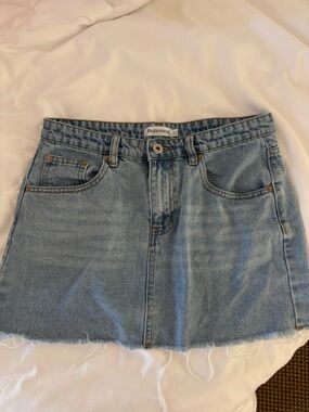 Beginning Boutique Light Wash Denim Mini Skirt